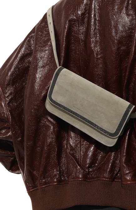 Женская поясная сумка BRUNELLO CUCINELLI светло-зеленого цвета, арт. MBDLDB1054 | Фото 2 (Материал: Натуральная кожа, Натуральная замша; Размер: mini; Стили: Классический)
