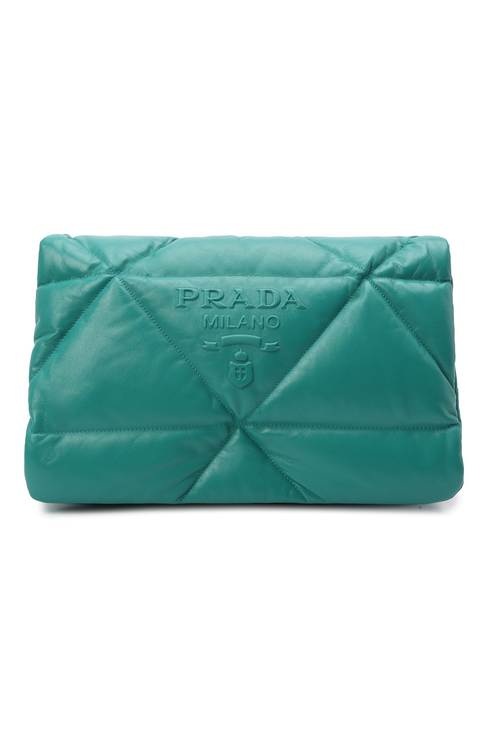 Женская сумка PRADA зеленого цвета, арт. 1BD306-2DYI-F0363-VAM | Фото 1 (Сумки-технические: Сумки через плечо; Размер: medium; Материал: Натуральная кожа)