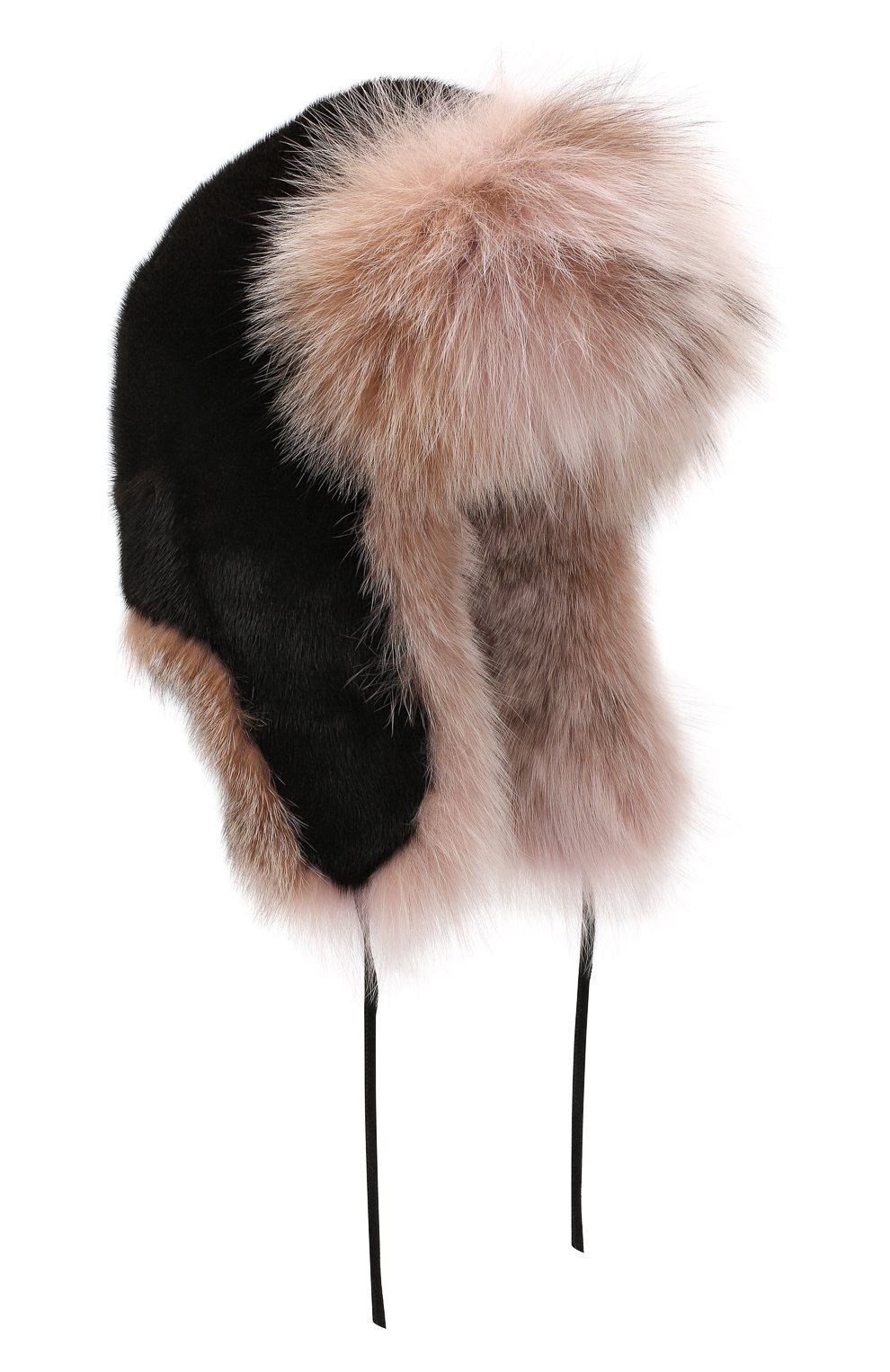 Женская шапка-ушанка из меха норки и рыси FURLAND черного цвета, арт. 0139616110008300000 | Фото 1 (Материал: Натуральный мех)
