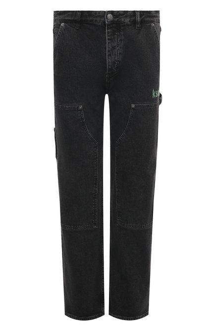 Мужские джинсы KSUBI черного цвета, арт. MFA23PA007 | Фото 1 (Материал сплава: Проставлено; Длина (брюки, джинсы): Стандартные; Материал внешний: Хлопок; Драгоценные камни: Проставлено)