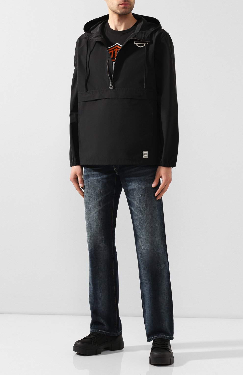 Мужская анорак garage HARLEY-DAVIDSON черного цвета, арт. 97423-20VH | Фото 2 (Кросс-КТ: Куртка, Ветровка; Рукава: Длинные; Материал внешний: Хлопок; Мужское Кросс-КТ: Верхняя одежда; Длина (верхняя одежда): Короткие)