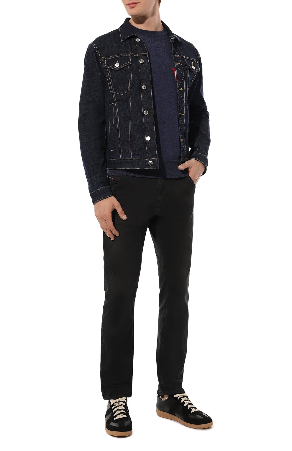 Мужская джинсовая куртка DSQUARED2 темно-синего цвета, арт. S74AM1442/S30664 | Фото 2 (Кросс-КТ: Куртка, Деним; Рукава: Длинные; Материал сплава: Проставлено; Материал внешний: Хлопок, Деним; Драгоценные камни: Проставлено; Длина (верхняя одежда): Короткие; Стили: Кэжуэл)