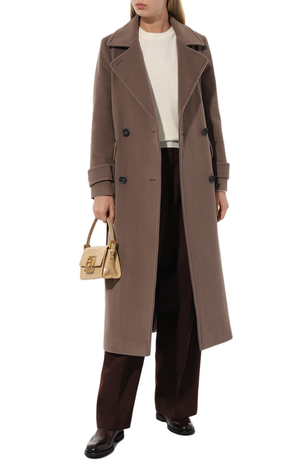 Женское коричневое пальто из шерсти и кашемира CINZIA ROCCA купить в ...