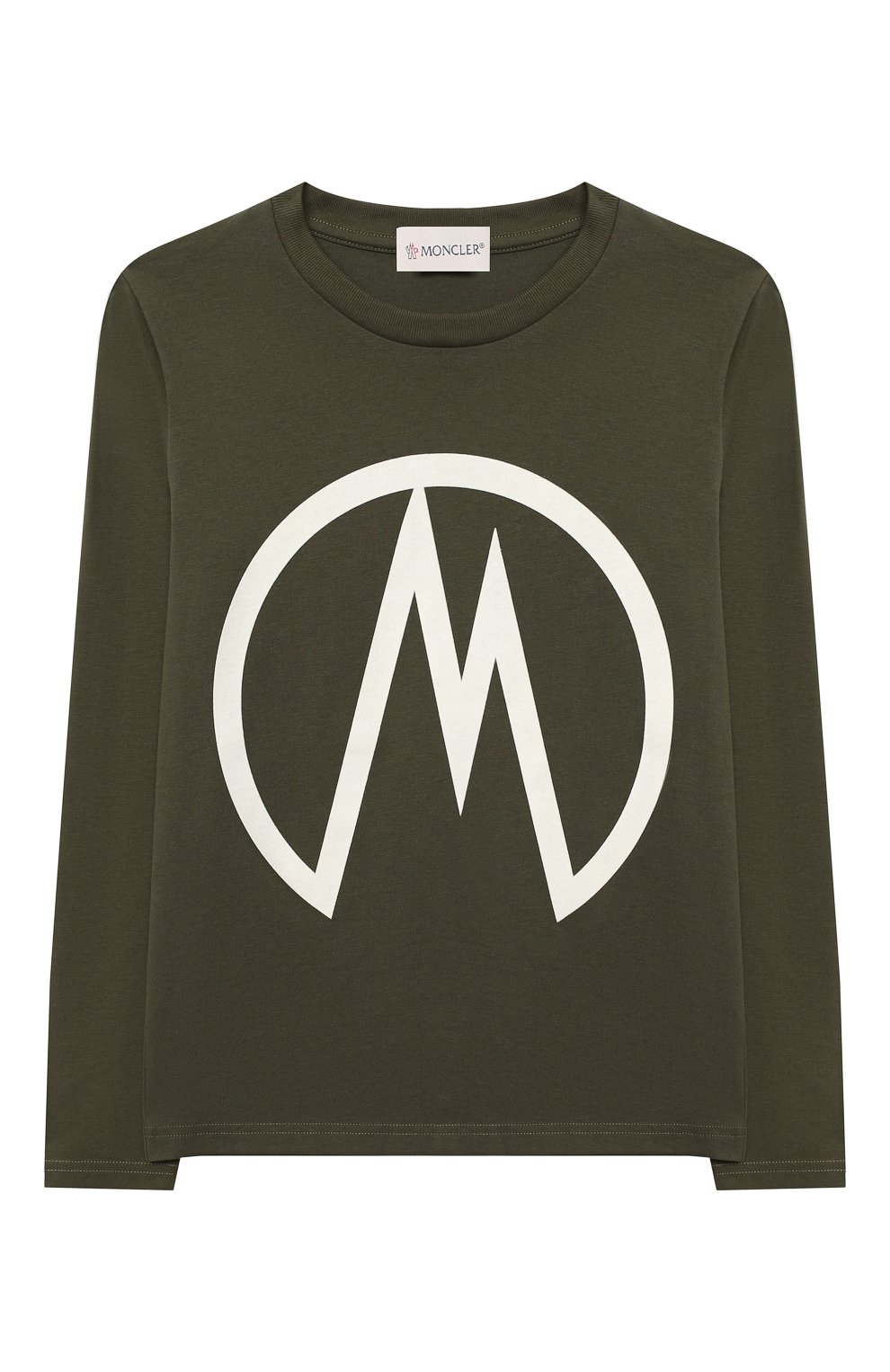 Детская хлопковый лонгслив MONCLER хаки цвета, арт. F2-954-8D706-20-83092/8-10A | Фото 1 (Рукава: Длинные; Мальчики Кросс-КТ: Лонгслив-одежда; Региональные ограничения белый список (Axapta Mercury): RU; Материал сплава: Проставлено; Материал внешний: Хлопок; Драгоценные камни: Проставлено; Ростовка одежда: 10 - 11 лет | 140 - 146см, 8 лет | 128 см)