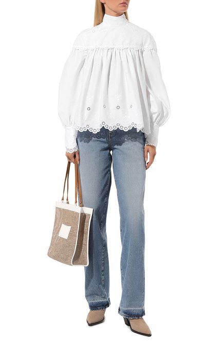 Женская хлопковая блузка YVON белого цвета, арт. 20230601 | Фото 2 (Материал внешний: Хлопок; Длина (для топов): Стандартные; Рукава: Длинные; Стили: Бохо; Принт: Без принта; Женское Кросс-КТ: Блуза-одежда)