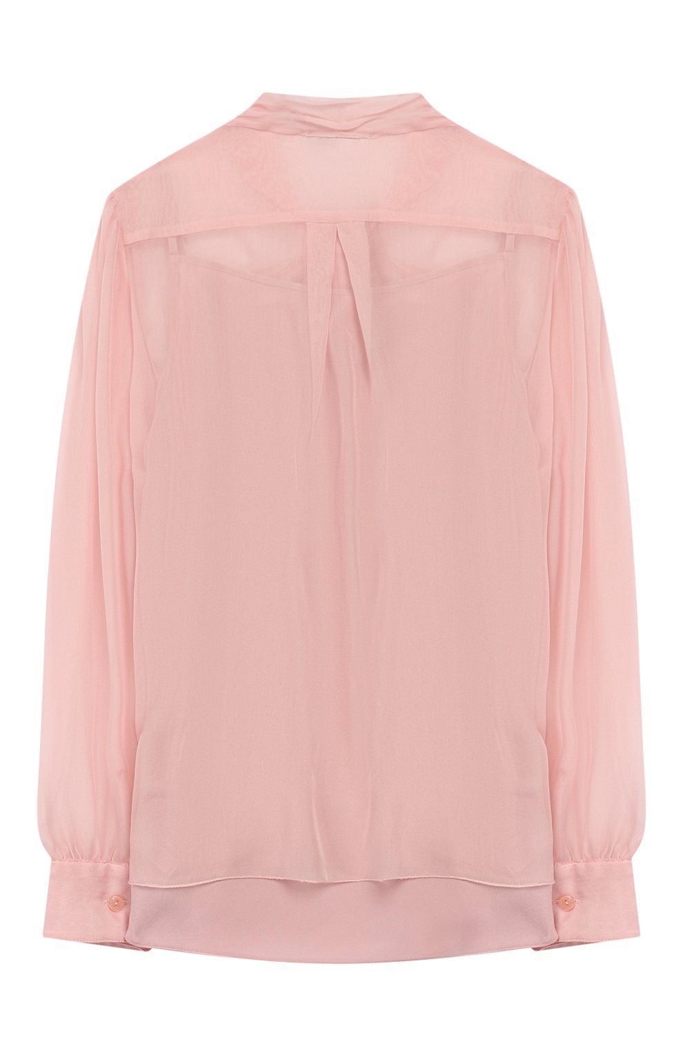 Детское шелковая блузка DOLCE & GABBANA светло-розового цвета, арт. L54S43/FU1AT/8-14 | Фото 2 (Материал внешний: Шелк; Рукава: Длинные; Статус проверки: Проверено, Проверена категория; Материал подклада: Шелк)
