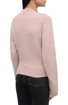 Женский шерстяной свитер RAF SIMONS светло-розового цвета, арт. 212-W835-50003 | Фото 4 (Женское Кросс-КТ: Свитер-одежда; Материал внешний: Шерсть; Рукава: Длинные; Длина (для топов): Стандартные; Материал сплава: Проставлено; Драгоценные камни: Проставлено; Стили: Кэжуэл)