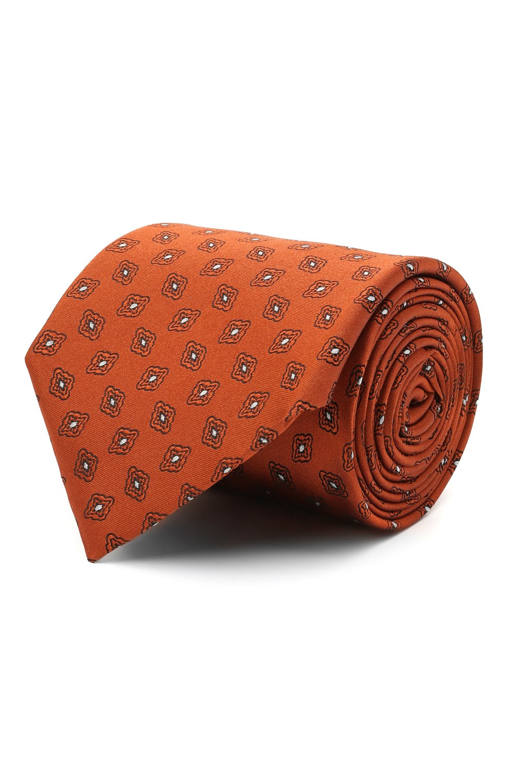 С принтом Ermenegildo Zegna, Шелковый галстук Ermenegildo Zegna, Италия, Оранжевый, Шелк: 100%;, 11683389  - купить