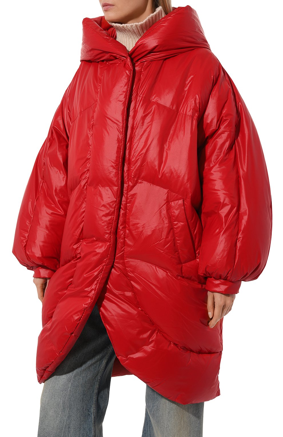 Женская утепленная куртка JACOB LEE красного цвета, арт. WDC01924VM | Фото 3 (Кросс-КТ: Куртка, Утепленный; Рукава: Длинные; Длина (верхняя одежда): До колена; Материал внешний: Синтетический материал; Материал сплава: Проставлено; Стили: Спорт-шик; Драгоценные камни: Проставлено)
