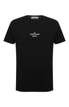 Мужская хлопковая футболка STONE ISLAND черного цвета, арт. 75152NS91 | Фото 1 (Рукава: Короткие; Длина (для топов): Стандартные; Принт: С принтом; Материал внешний: Хлопок)