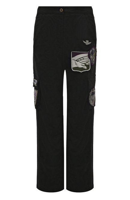Женские хлопковые брюки AERONAUTICA MILITARE черного цвета, арт. 232/PA1571DCT3221 | Фото 1 (Материал сплава: Проставлено; Длина (брюки, джинсы): Стандартные; Материал внешний: Хлопок; Драгоценные камни: Проставлено)