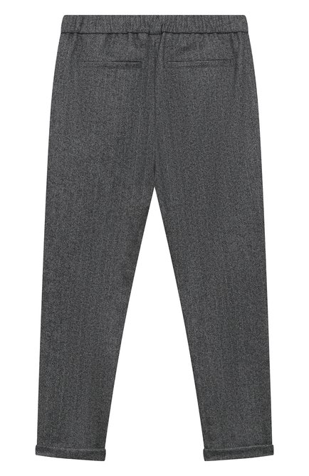 Детские шерстяные брюки BRUNELLO CUCINELLI серого цвета, арт. BE258P113C | Фото 2 (Нос: Не проставлено; Материал внешний: Шерсть; Материал сплава: Проставлено)