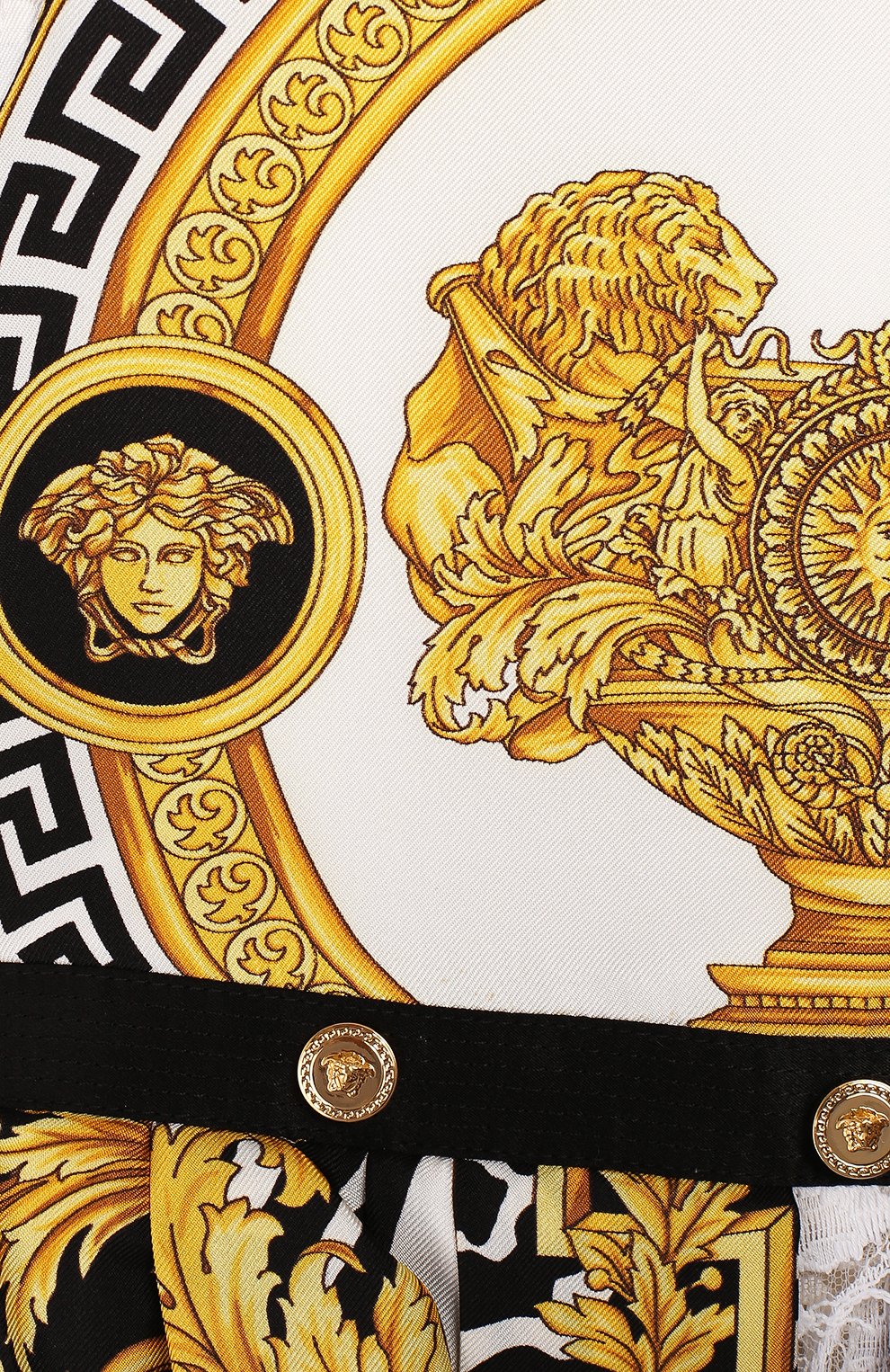 Детское шелковое платье VERSACE разноцветного цвета, арт. YC000090/YA00279/6A | Фото 3 (Материал внешний: Шелк; Рукава: Короткие, Без рукавов; Случай: Повседневный; Принт: С принтом; Девочки Кросс-КТ: Платье-одежда; Материал подклада: Вискоза; Статус проверки: Проверена категория)