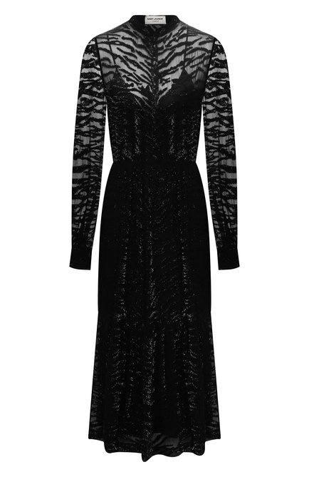 Женское шелковое платье SAINT LAURENT черного цвета по цене 788000 руб., арт. 615093/Y115W | Фото 1