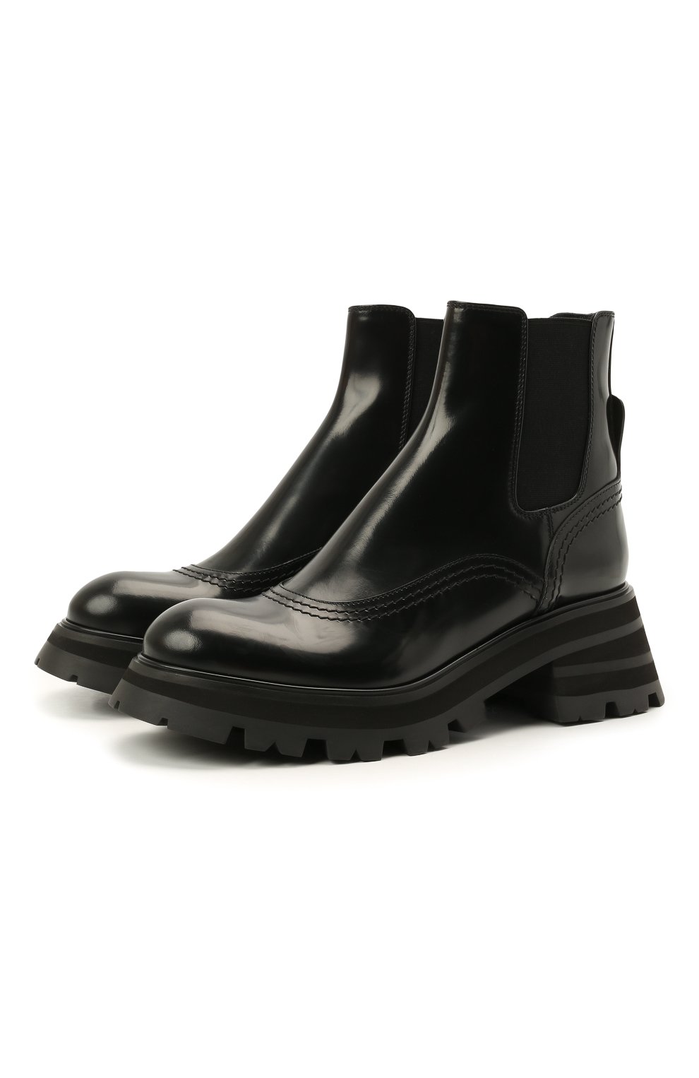 Кожаные ботинки Alexander McQueen Чёрный 666368/WHZ84 5577660
