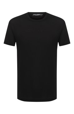 Мужская хлопковая футболка DOLCE & GABBANA черного цвета, арт. G8JX7Z/G7WRN | Фото 1 (Принт: Без принта; Рукава: Короткие; Длина (для топов): Стандартные; Мужское Кросс-КТ: Футболка-одежда; Материал внешний: Хлопок; Стили: Минимализм)