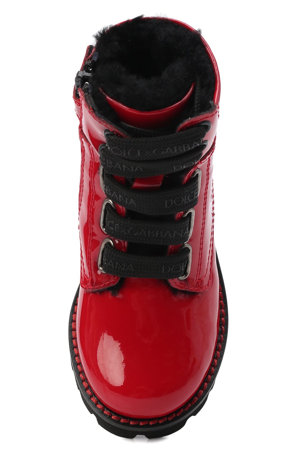 Кожаные ботинки с меховой отделкой Dolce & Gabbana D10849/AB543/24-28 Фото 4