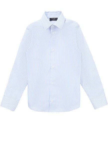 Детская хлопковая рубашка в мелкую полоску DAL LAGO голубого цвета, арт. N402/2837/4-6 | Фото 1 (Рукава: Длинные; Материал внешний: Хлопок; Принт: Без принта; Случай: Формальный, Повседневный; Статус проверки: Проверена категория)