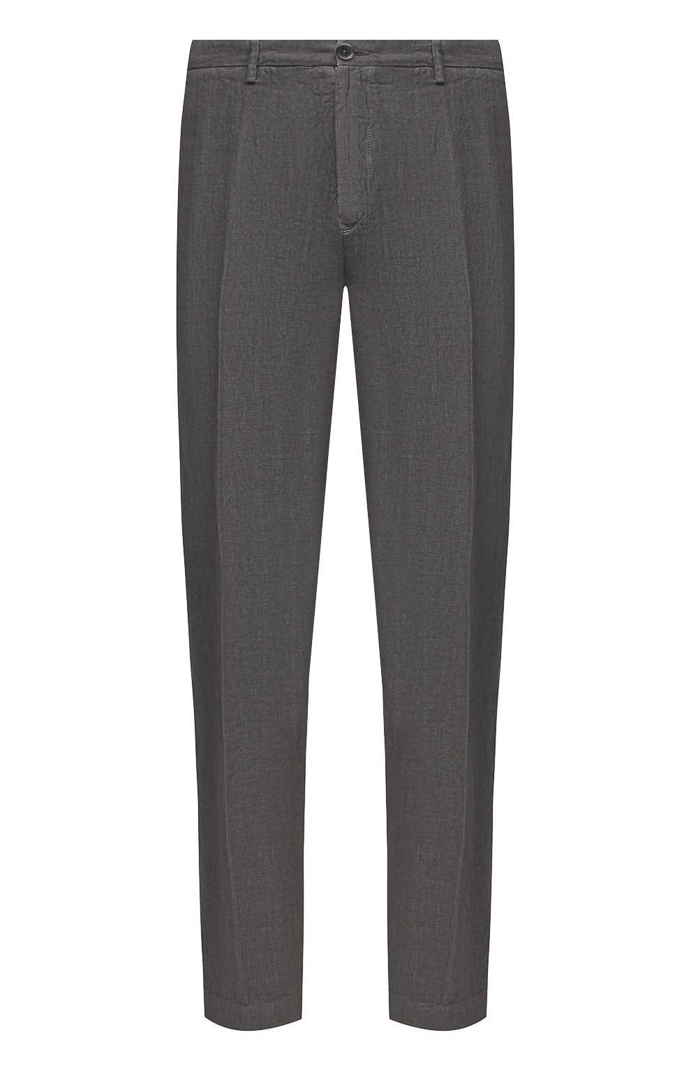 Мужские льняные брюки 120% LINO серого цвета, арт. V0M2411/0253/S00 | Фото 1 (Силуэт М (брюки): Чиносы; Длина (брюки, джинсы): Стандартные; Случай: Повседневный; Материал внешний: Лен; Стили: Кэжуэл)