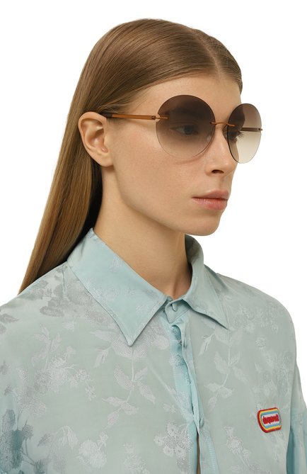 Женские солнцезащитные очки SILHOUETTE коричневого цвета, арт. 8190/2540 | Фото 2 (Материал: Металл; Тип очков: С/з; Оптика Гендер: оптика-женское; Очки форма: Круглые)