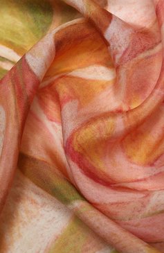 Женский шелковый платок розы GOURJI разноцветного цвета, арт. T23ROSE7R/1 | Фото 4 (Принт: С принтом; Материал: Текст иль, Шелк; Материал сплава: Проставлено; Нос: Не проставлено)