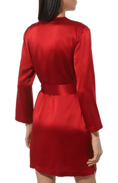 Женский шелковый халат LUNA DI SETA красного цвета, арт. VLST08009 | Фото 4 (Материал внешний: Шелк; Материал сплава: Проставлено; Нос: Не проставлено)