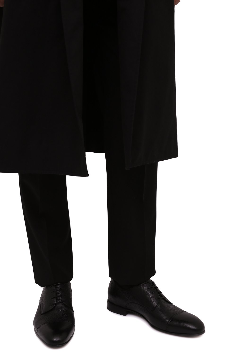 Мужские кожаные дерби BARRETT черного цвета, арт. 192U042.44/CERV0 | Фото 3 (Материал внешний: Кожа; Материал внутренний: Натуральная кожа; Стили: Классический)