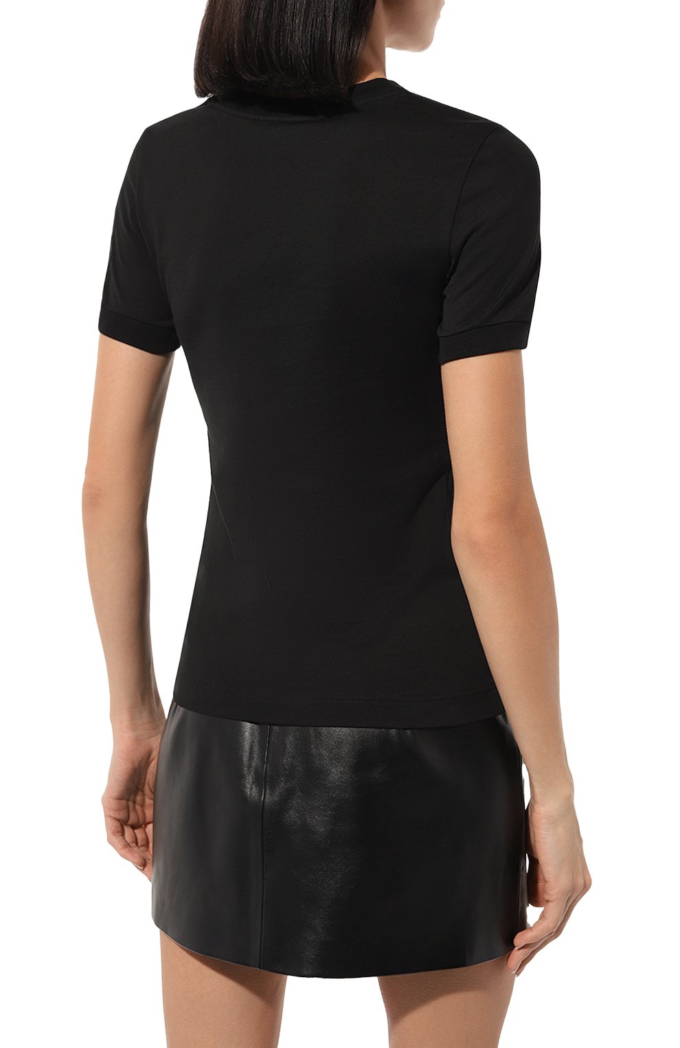 Женская хлопковая футболка DOLCE & GABBANA черного цвета, арт. F8N08Z/GDB0H | Фото 4 (Стили: Гламурный; Рукава: Короткие; Длина (для топов): Стандартные; Принт: С принтом; Материал сплава: Проставлено; Материал внешний: Хлопок; Женское Кросс-КТ: Футболка-одежда; Драгоценные камни: Проставлено)