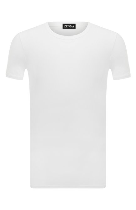 Мужская хлопковая футболка ERMENEGILDO ZEGNA белого цвета, арт. N2M200090 | Фото 1 (Материал сплава: Проставлено; Рукава: Короткие; Драгоценные камни: Проставлено; Материал внешний: Хлопок; Длина (для топов): Стандартные)