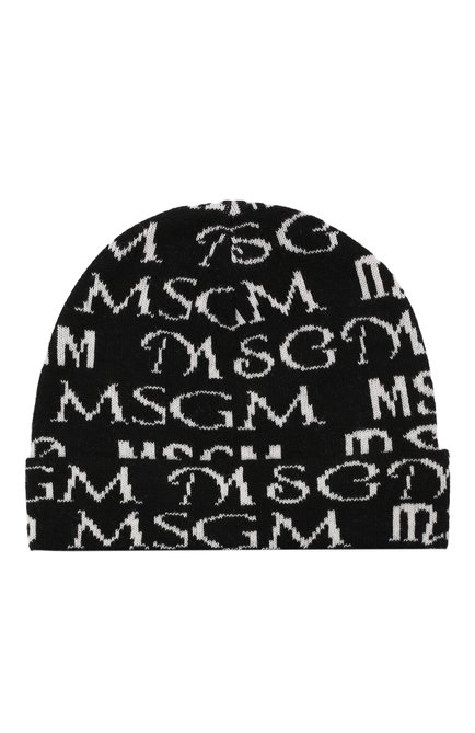 Детского шапка MSGM KIDS черного цвета, арт. MS027837 | Фото 1 (Материал: Синтетический материал, Текстиль, Шерсть, Вискоза)