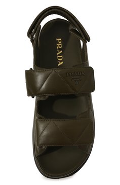 Женские кожаные сандалии PRADA хаки цвета, арт. 1X721M-038-F0161-020 | Фото 6 (Подошва: Платформа)