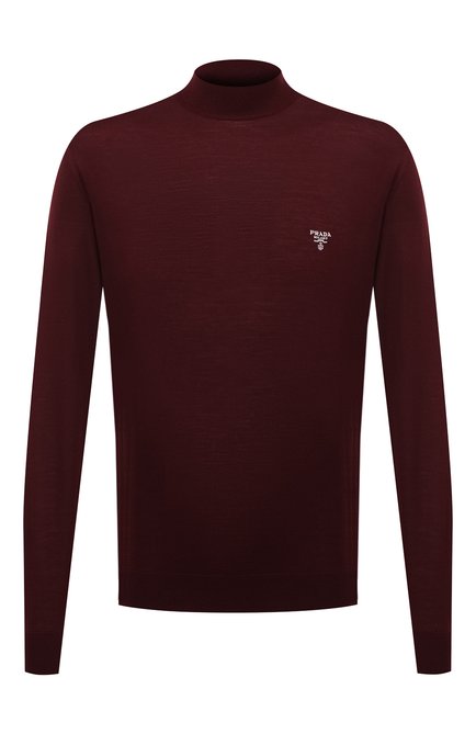 Мужской шерстяная водолазка PRADA бордового цвета, арт. UMR505-1ZLE-F0007-212 | Фото 1 (Длина (для топов): Стандартные; Рукава: Длинные; Материал внешний: Шерсть; Мужское Кросс-КТ: Водолазка-одежда; Принт: Без принта; Стили: Кэжуэл)