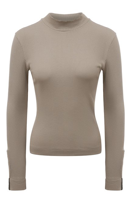 Женский хлопковый пуловер BRUNELLO CUCINELLI темно-бежевого цвета, арт. MH990BJ604 | Фото 1 (Материал внешний: Хлопок; Рукава: Длинные; Длина (для топов): Стандартные; Женское Кросс-КТ: Пуловер-одежда; Стили: Кэжуэл)