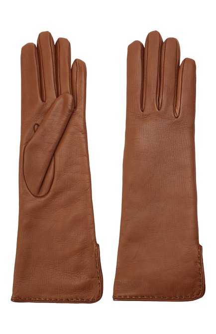 Женские кожаные перчатки LORO PIANA коричневого цвета, арт. FAL2778 | Фото 2 (Региональные ограничения белый список (Axapta Mercury): RU; Материал: Натуральная кожа)