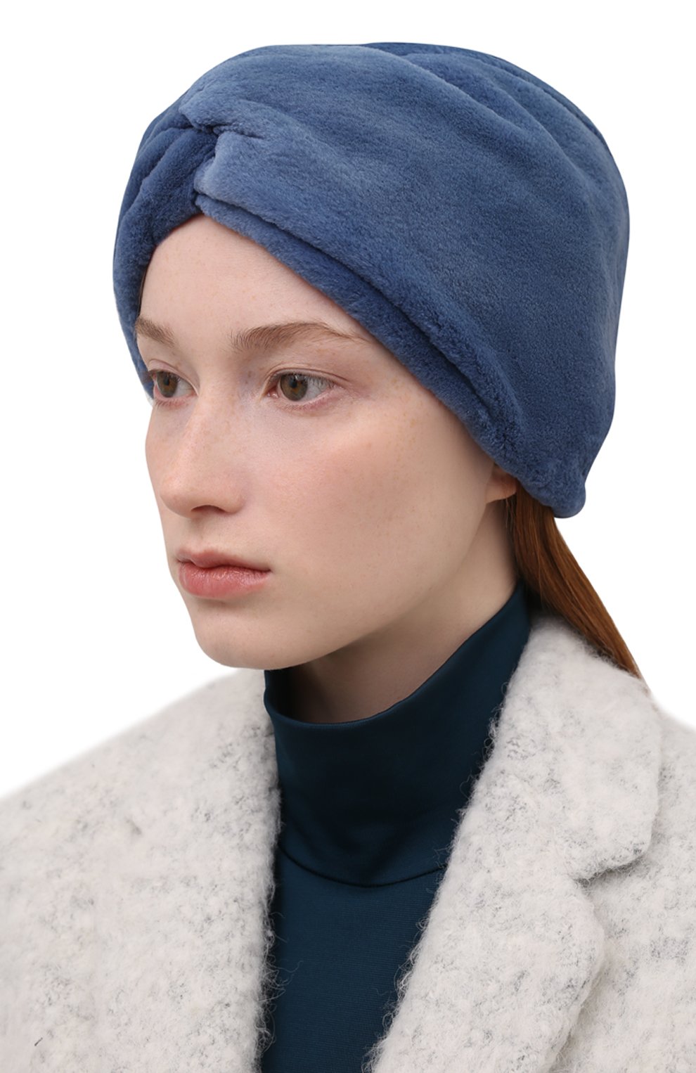 Женская шапка из меха норки FURLAND голубого цвета, арт. 0176300150197600000 | Фото 2 (Материал: Натуральный мех)