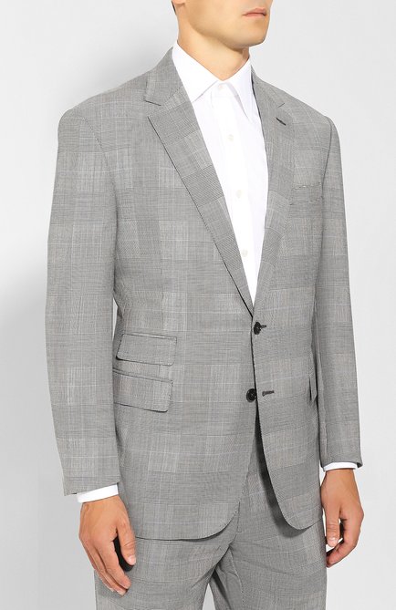Мужской шерстяной костюм RALPH LAUREN серого цвета, арт. 798741052 | Фото 2 (Рукава: Длинные; Материал внешний: Шерсть; Костюмы М: Однобортный; Стили: Классический)