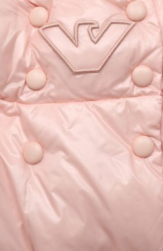 Детская пуховое пальто EMPORIO ARMANI розового цвета, арт. 6K3L08/1NWPZ | Фото 3 (Девочки-школьная форма: Верхняя одежда; Кросс-КТ: Зима; Девочки Кросс-КТ: Пуховик-верхняя одежда; Рукава: Длинные; Материал внешний: Синтетический материал; Материал сплава: Проставлено; Материал подклада: Синтетический материал; Драгоценные камни: Проставлено; Материал утеплителя: Пух и перо; Ростовка одежда: 10 - 11 лет | 140 - 146см, 13 - 15 лет | 158 см, 16 лет | 164 см, 4 года | 104 см, 5 лет | 110 см, 6 лет | 116 см, 7 лет | 122 см, 8 лет | 128 см)