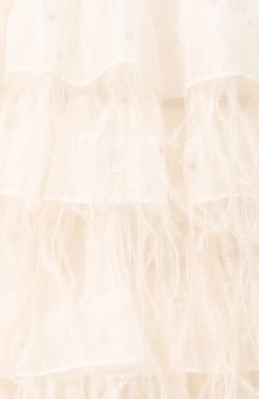 Женское платье с отделкой перьями  DRIES VAN NOTEN молочного цвета, арт. 201-11039-9065 | Фото 5 (Случай: Свадебный, Вечерний; Материал внешний: Шелк; Рукава: Длинные; Длина Ж (юбки, платья, шорты): Макси; Женское Кросс-КТ: Платье-одежда)