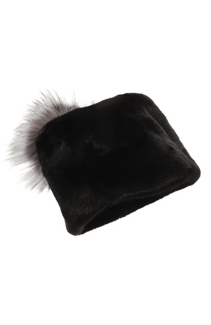 Женская шапка из меха норки FURLAND черного цвета, арт. 0091900110080400275 | Фото 1 (Материал: Натуральный мех)