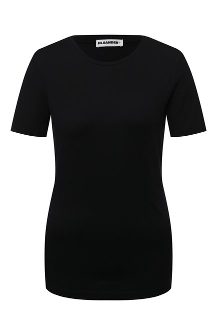 Женская хлопковая футболка JIL SANDER черного цвета по цене 22950 руб., арт. JPPS705502-WS257108 | Фото 1