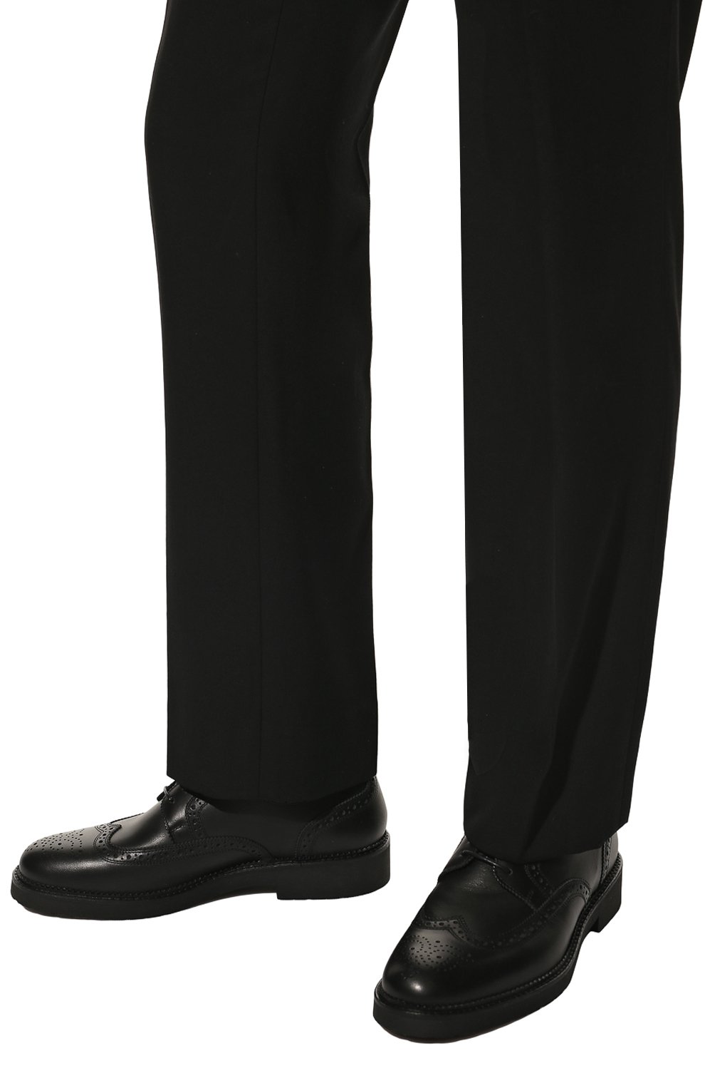 Мужские кожаные дерби HUGO черного цвета, арт. 50470063 | Фото 3 (Мужское Кросс-КТ: Броги-обувь; Стили: Классический)