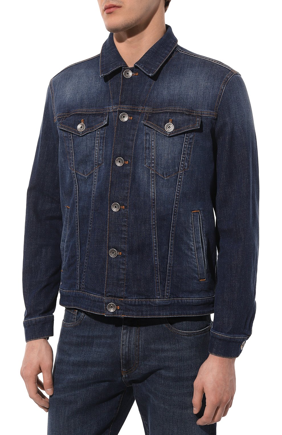 Мужская джинсовая куртка ELEVENTY темно-синего цвета, арт. G70GBTC10 TET0F019 | Фото 3 (Кросс-КТ: Куртка, Деним; Рукава: Длинные; Материал внешний: Хлопок, Деним; Длина (верхняя одежда): Короткие; Стили: Кэжуэл)