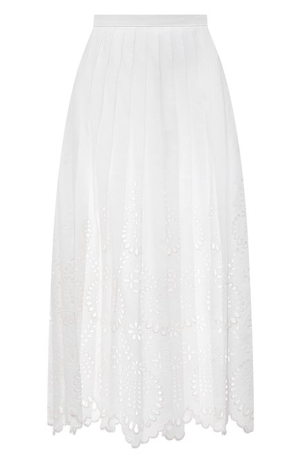 Женская хлопковая юбка VALENTINO белого цвета, арт. WB3RA7R46HB | Фото 1 (Материал внешний: Хлопок; Стили: Романтичный; Длина Ж (юбки, платья, шорты): Миди; Женское Кросс-КТ: Юбка-одежда)