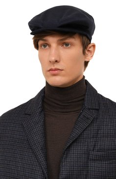 Мужская кепка из шерсти и шелка STEFANO RICCI темно-синего цвета, арт. MCV14SD010/C603 | Фото 2 (Материал: Текстиль, Шерсть, Шелк)