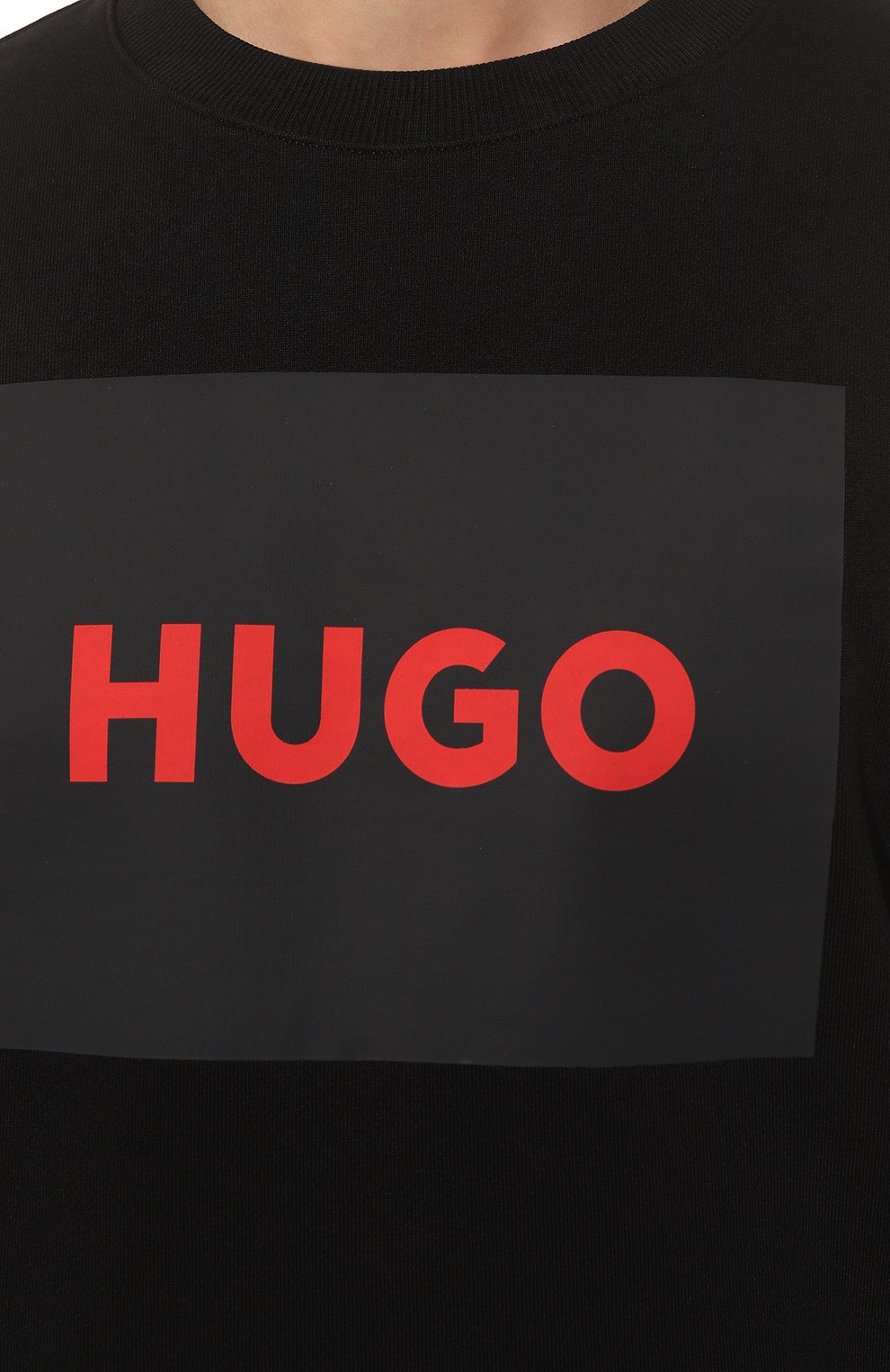 Хлопковый свитшот HUGO 50467944, цвет чёрный, размер 54 - фото 5