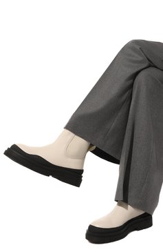 Женские комбинированные ботинки SEE BY CHLOÉ кремвого цвета, арт. SB39030A16025101 | Фото 3 (Материал внешний: Текстиль; Подошва: Платформа; Материал сплава: Проставлено; Каблук высота: Средний; Материал утеплителя: Без утеплителя; Женское Кросс-КТ: Челси-ботинки; Драгоценные камни: Проставлено)