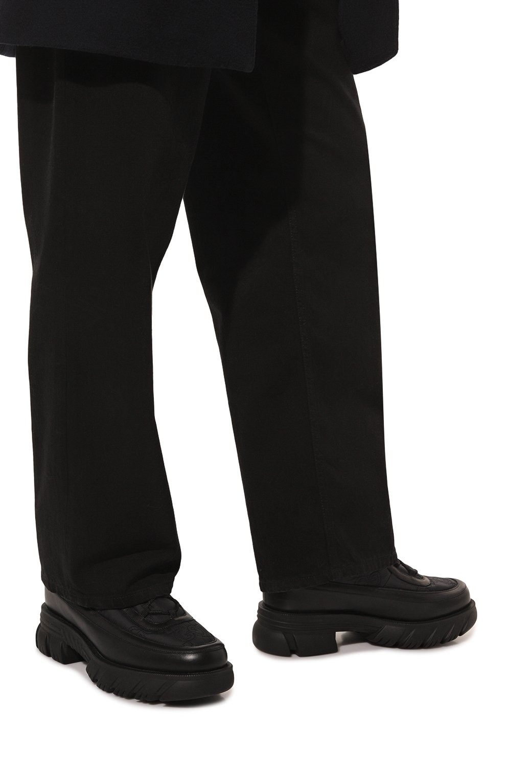 Мужские комбинированные сапоги GUCCI черного цвета, арт. 680888 UF720 | Фото 3 (Материал внешний: Текстиль; Материал внутренний: Натуральная кожа, Текстиль; Материал утеплителя: Без утеплителя; Подошва: Массивная; Мужское Кросс-КТ: Сапоги-обувь, Дутики)