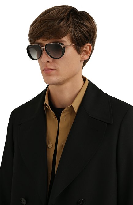 Мужские солнцезащитные очки AKONI черного цвета, арт. AKS-204A | Фото 2 (Тип очков: С/з; Кросс-КТ: С/з-мужское; Оптика Гендер: оптика-мужское; Очки форма: Авиаторы)