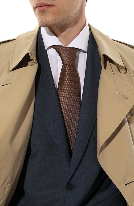 Мужской шелковый галстук STEFANO RICCI коричневого цвета, арт. CCX/50019 | Фото 2 (Принт: Без принта; Материал: Шелк, Текстиль; Нос: Не проставлено)