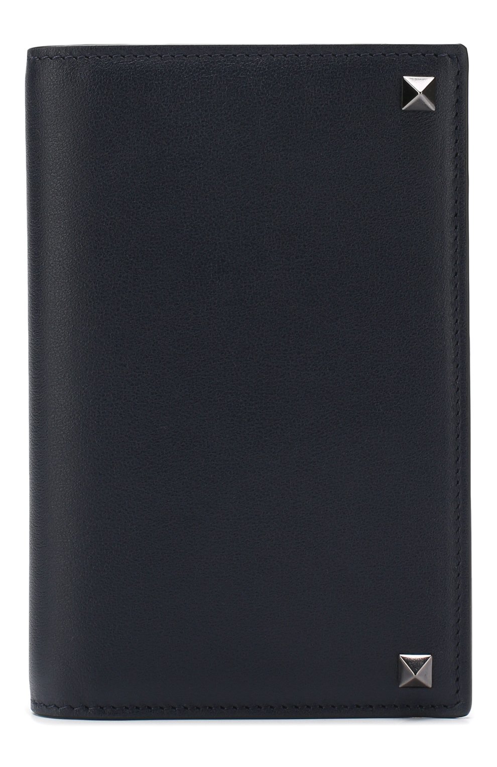 Мужской кожаная обложка для паспорта rockstud 1973 VALENTINO темно-синего цвета, арт. RY2P0588/VH3 | Фото 1 (Материал: Натуральная кожа; Кросс-КТ: обложки и футляры)